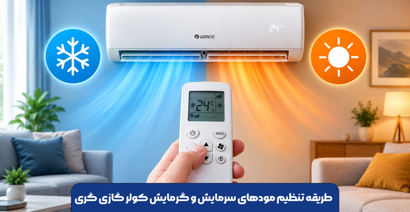 طریقه تنظیم مودهای سرمایش و گرمایش کولر گازی گری