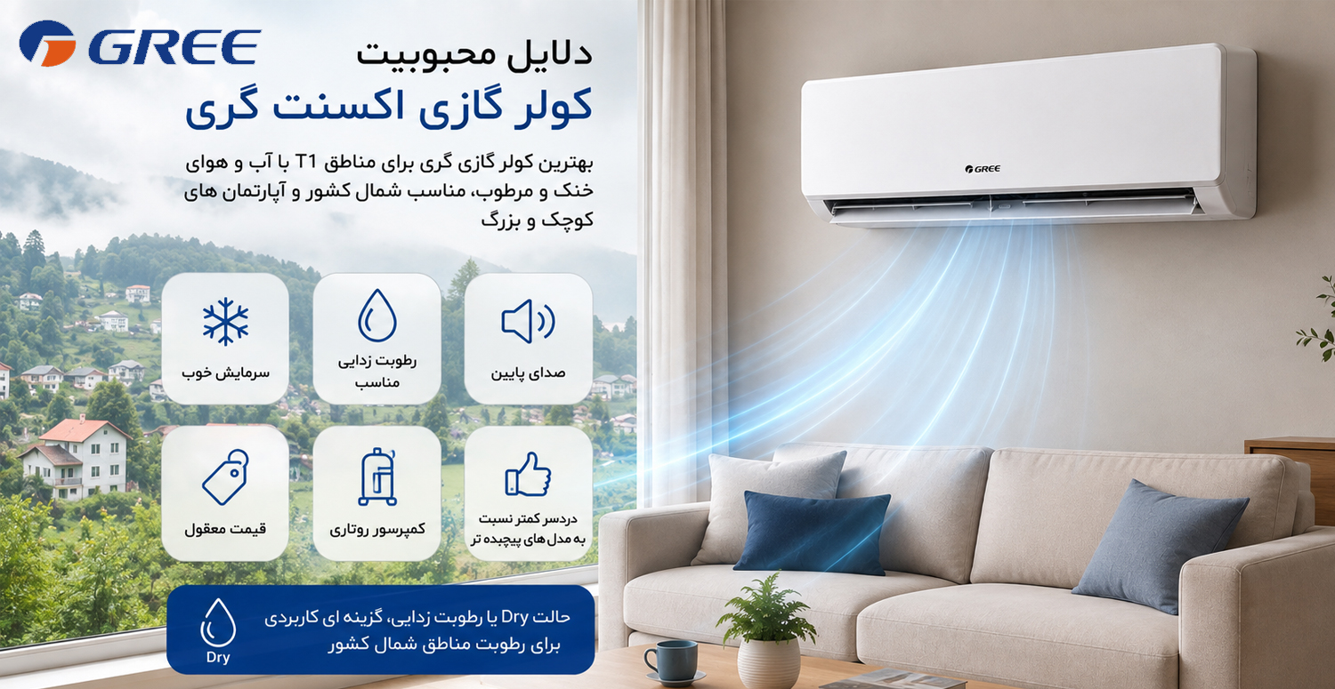 دلایل محبوبیت کولر گازی اکسنت گری