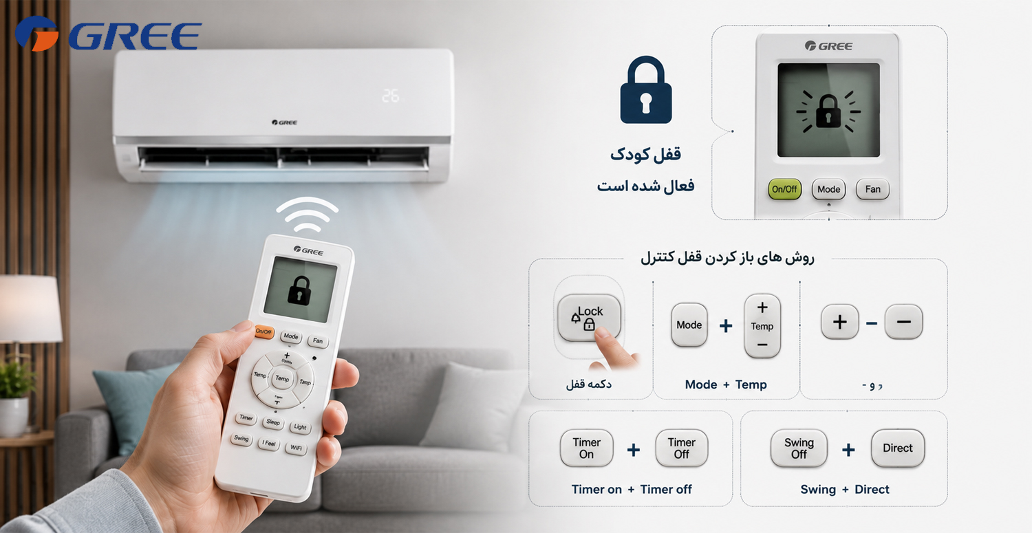 علت قفل شدن کنترل کولر گازی گری چیست؟